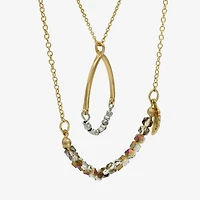 Gold Reflections Womens Brown Crystal 14K Gold Over Brass 2-pc. Necklace Set