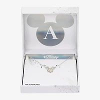 Disney Classics Initial Womens Cubic Zirconia 14K Gold Over Brass Pure Silver 16 Inch Pendant Necklace