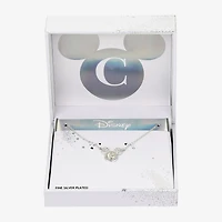 Disney Classics Initial Womens Cubic Zirconia 14K Gold Over Brass Pure Silver 16 Inch Pendant Necklace