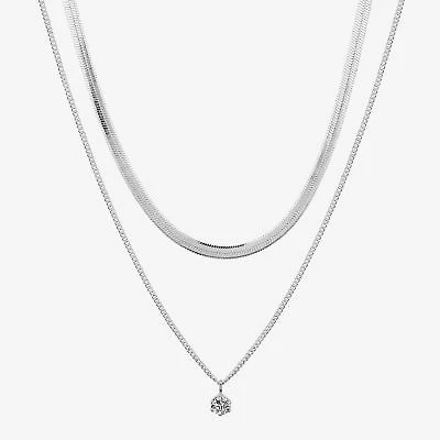 Moda Sport Hypoallergenic Water-Resistant Womens Cubic Zirconia Stainless Steel Round Hypoallergenic 16 Inch Pendant Necklace