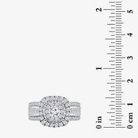 (I / I1) Womens 2 CT. T.W. Lab Grown White Diamond 10K or 14K Gold Cushion Side Stone Halo Engagement Ring