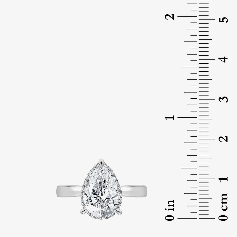 (I / I1) Womens 3 1/7 Ct. T.W. Lab Grown White Diamond 14K Gold Pear Halo Engagement Ring