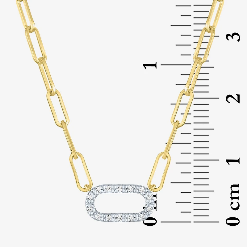 Yes, Please! (G-H / I1-12) Womens Diamond Accent Lab Grown White Diamond 14K Gold Over Silver Paperclip 18 Inch Pendant Necklace