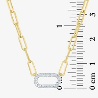 Yes, Please! (G-H / I1-12) Womens Diamond Accent Lab Grown White Diamond 14K Gold Over Silver Paperclip 18 Inch Pendant Necklace