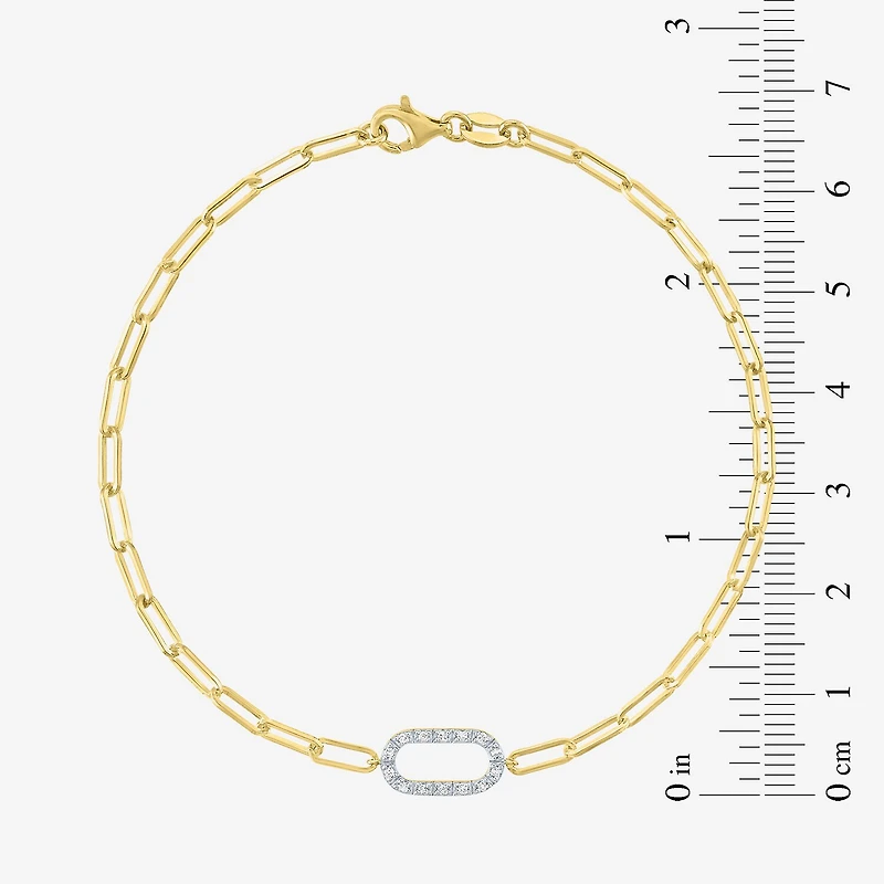 Yes, Please! (G-H / I1-I2) Womens Lab Grown Diamond 14K Gold Over Silver 18 Inch Paperclip Chain Bracelet