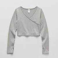 Xersion Little & Big Kid Girls V Neck Long Sleeve Active T-Shirt