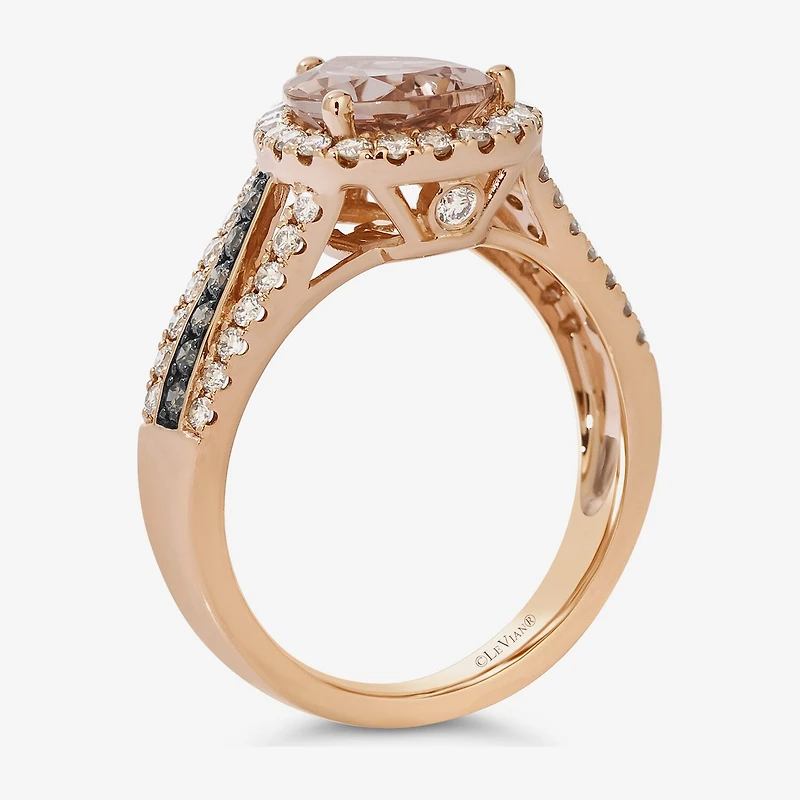Le Vian® Ring featuring Peach Morganite™ Nude Diamonds™ Chocolate Diamonds® set in 14K Strawberry Gold®
