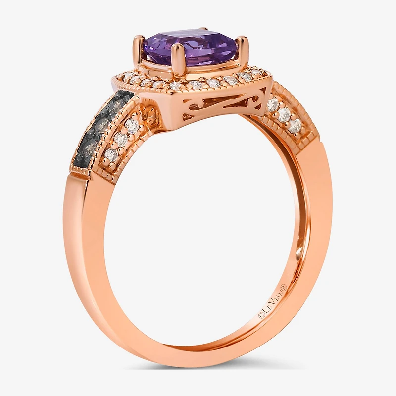 Le Vian® Ring featuring Sea Blue Aquamarine® Chocolate Diamonds® Nude Diamonds™ set 14K Vanilla Gold®