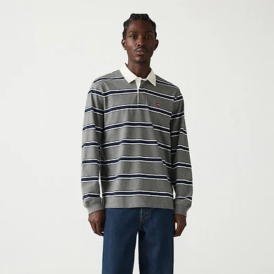 Levi's® Mens Long Sleeve Relaxed Fit Point Collar Striped Rugby Shirt
