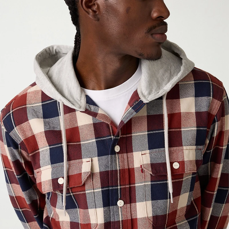 Levi's® Mens Hooded Long Sleeve Relaxed Fit Flannel Shirt