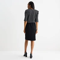 Maya Brooke Womens Plaid Jacket Dress