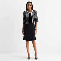Maya Brooke Womens Plaid Jacket Dress
