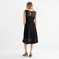 Brianna Milay Womens Round Neck Sleeveless Sequin Fit + Flare Dress