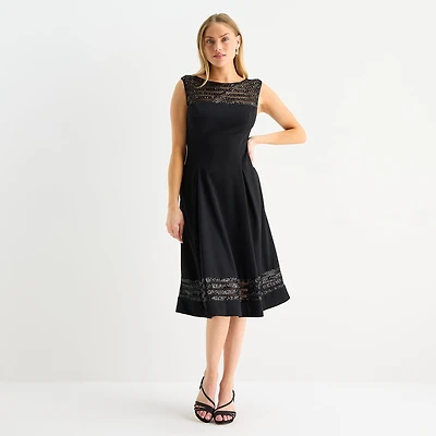 Brianna Milay Womens Round Neck Sleeveless Sequin Fit + Flare Dress