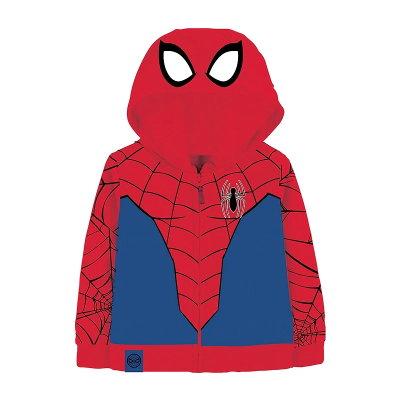 Disney Collection Little & Big Kid Boys Long Sleeve Embroidered Marvel Spiderman Fleece Zipper Hoodie
