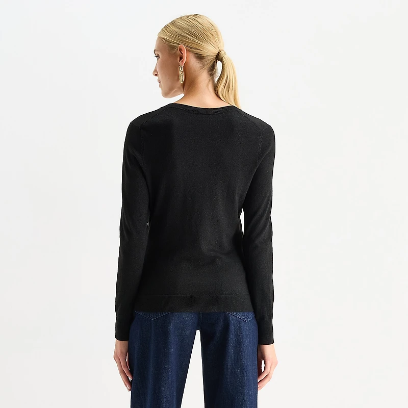 Worthington Womens V Neck Long Sleeve Pullover Sweater