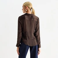 Worthington Womens Cuffed Long Sleeve Regular Fit Button-Down Shirt