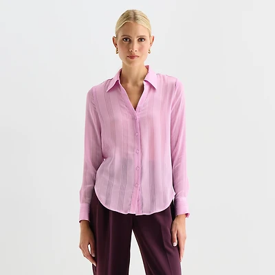Worthington Womens Cuffed Long Sleeve Regular Fit Button-Down Shirt