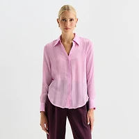 Worthington Womens Cuffed Long Sleeve Regular Fit Button-Down Shirt
