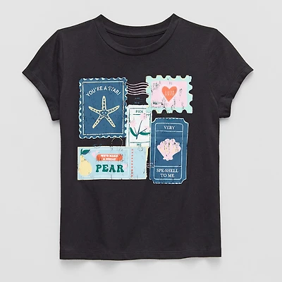 Thereabouts Little & Big Kid Girls Crew Neck Short Sleeve Classic Fit Graphic T-Shirt