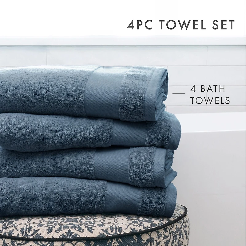 Essential 4-Piece 100% Cotton Ultra Soft Bath Towel Set