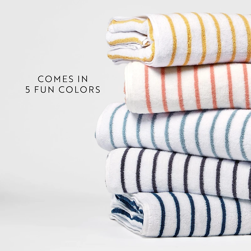Casual Comfort 4-Pack Cabana Stripe Beach Pool Towels - 100% Absorbent Cotton, 35 X 65