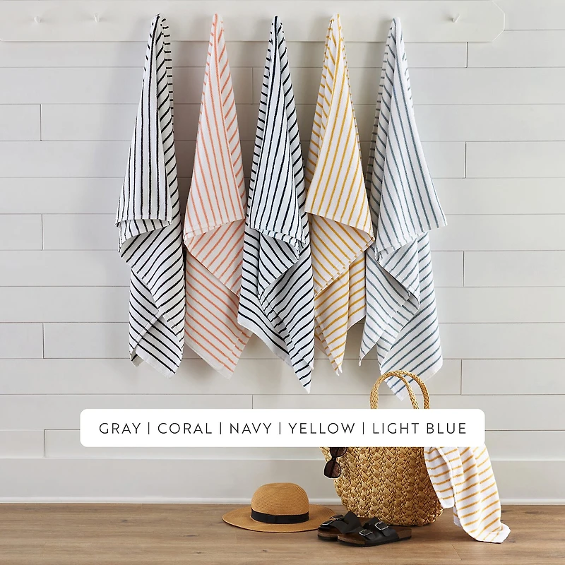Casual Comfort 4-Pack Cabana Stripe Beach Pool Towels - 100% Absorbent Cotton, 35 X 65