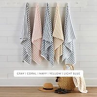Casual Comfort 4-Pack Cabana Stripe Beach Pool Towels - 100% Absorbent Cotton, 35 X 65