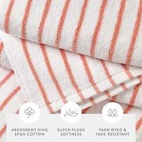 Casual Comfort 4-Pack Cabana Stripe Beach Pool Towels - 100% Absorbent Cotton, 35 X 65
