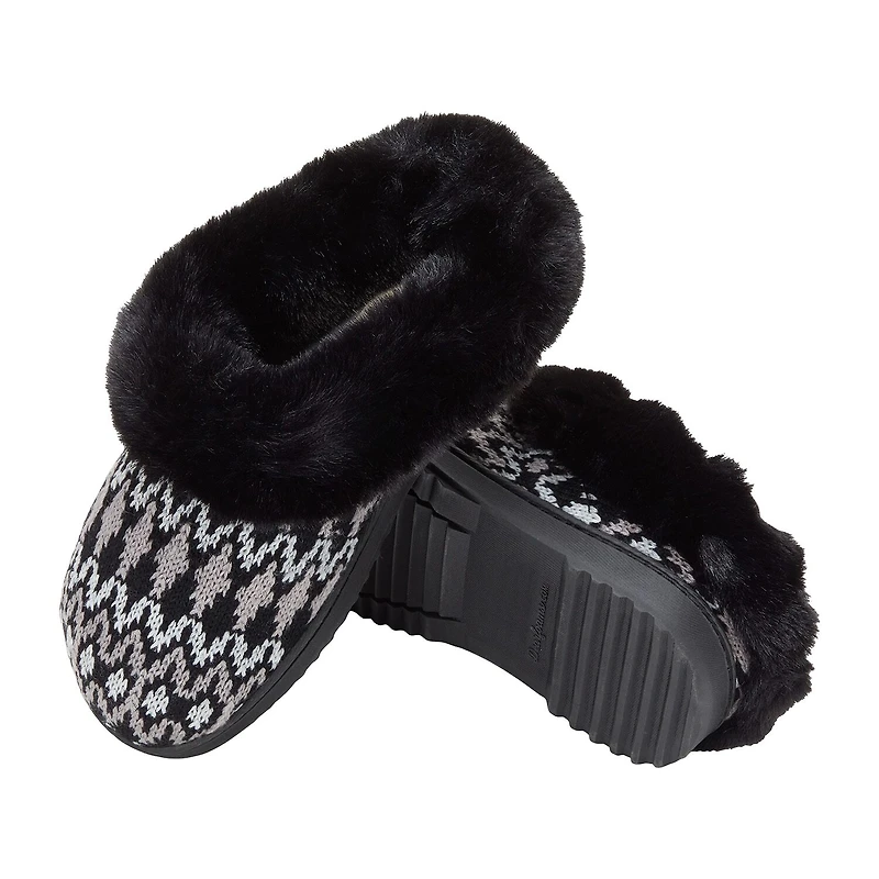 Dearfoams Hannah Festive Knit Womens Memory Foam Clog Slippers