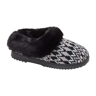Dearfoams Hannah Festive Knit Womens Memory Foam Clog Slippers