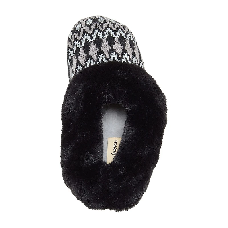 Dearfoams Hannah Festive Knit Womens Memory Foam Clog Slippers