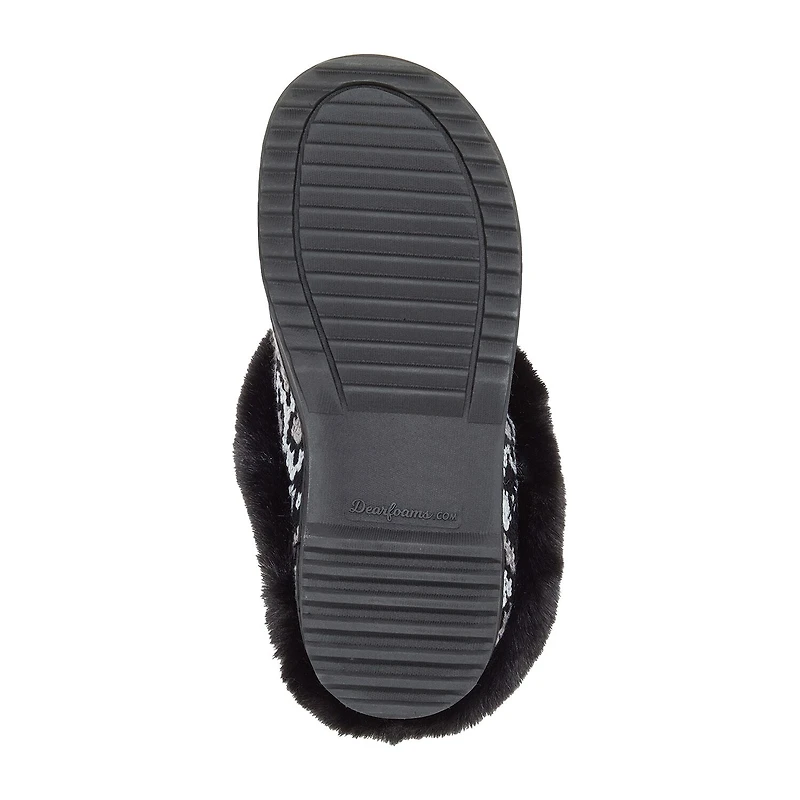 Dearfoams Hannah Festive Knit Womens Memory Foam Clog Slippers