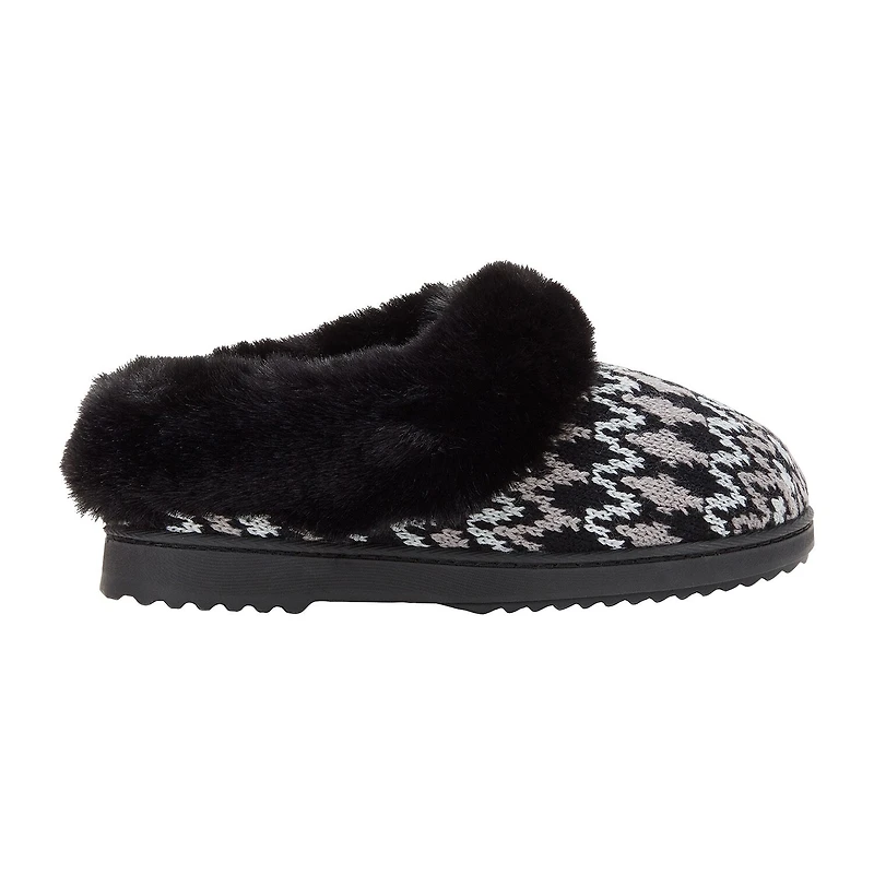 Dearfoams Hannah Festive Knit Womens Memory Foam Clog Slippers