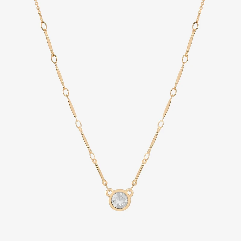 Bijoux Bar Delicates Gold Tone Womens Glass Round 16 Inch Pendant Necklace