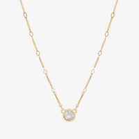 Bijoux Bar Delicates Gold Tone Womens Glass Round 16 Inch Pendant Necklace