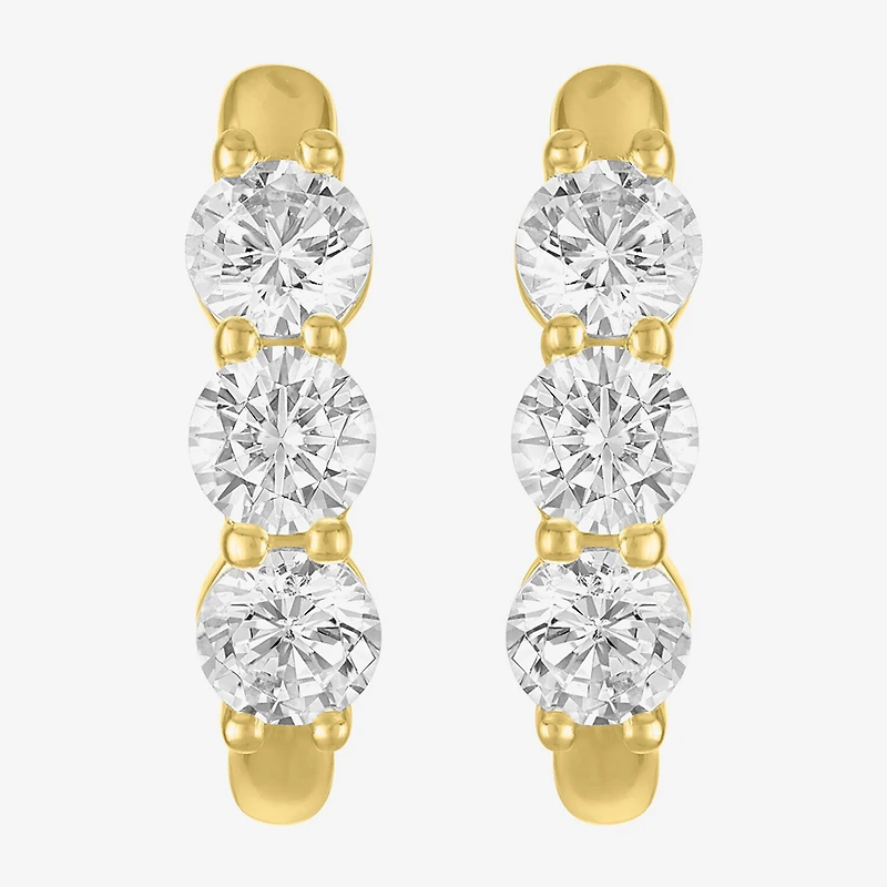 (G-H/Si2-I1) Womens 2 CT. T.W. Lab Grown White Diamond 10K Gold Hoop Earrings