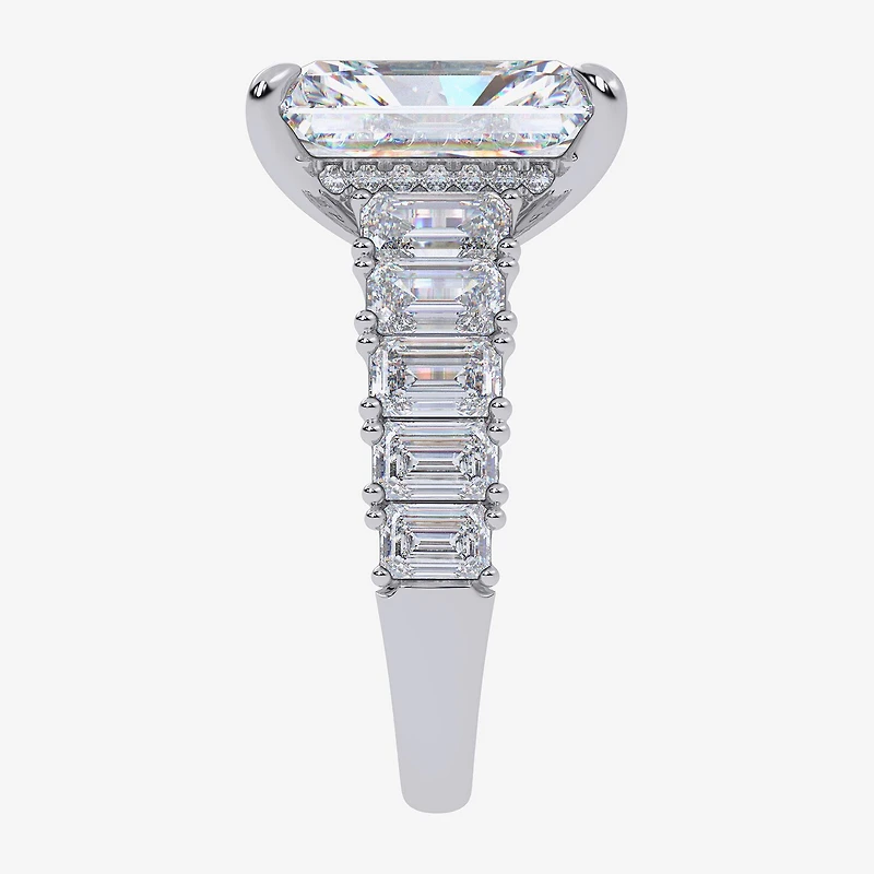 Signature By Modern Bride (G, Vs2-Si1) Womens 8 1/4 Ct. T.W. Lab Grown White Diamond 14K Gold Rectangular Side Stone Engagement Ring