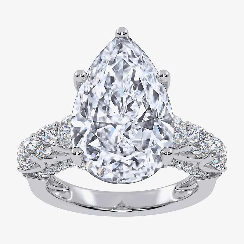 Signature By Modern Bride (G, Vs2-Si1) Womens 7 1/2 Ct. T.W. Lab Grown White Diamond 14K Gold Pear Side Stone Engagement Ring
