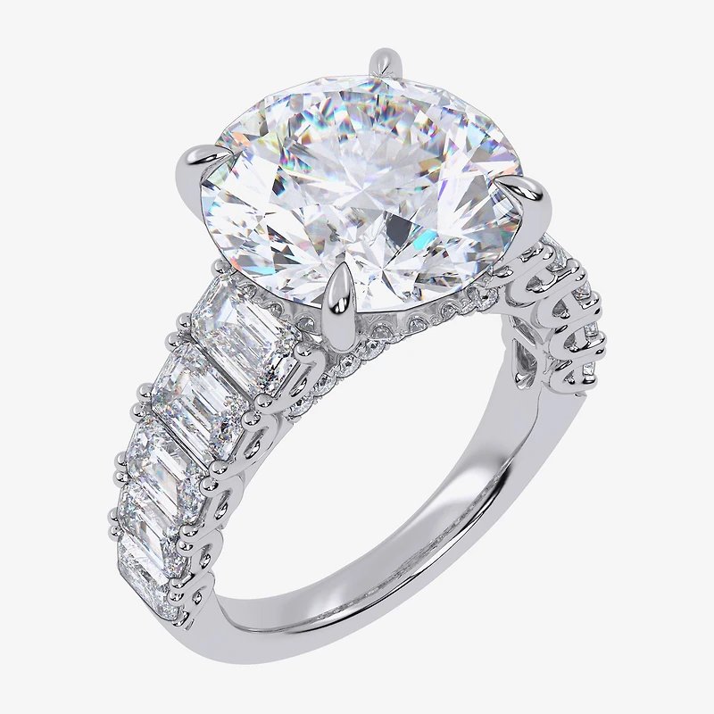 Signature By Modern Bride (G, Vs2-Si1) Womens 8 1/4 Ct. T.W. Lab Grown White Diamond 14K Gold Round Side Stone Engagement Ring