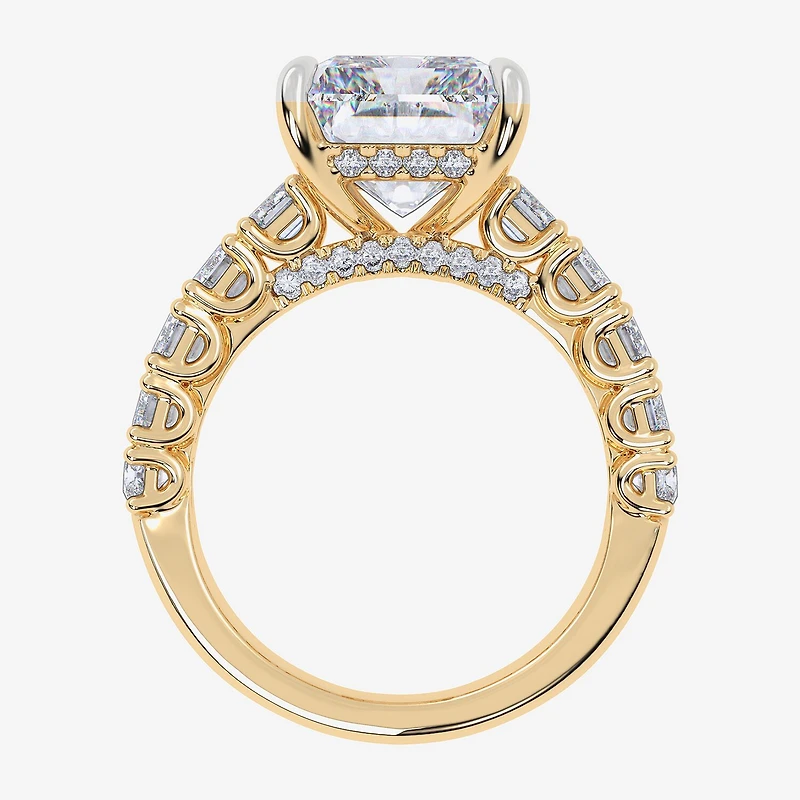 Signature By Modern Bride (G, Vs2-Si1) Womens 8 1/4 Ct. T.W. Lab Grown White Diamond 14K Gold Rectangular Side Stone Engagement Ring
