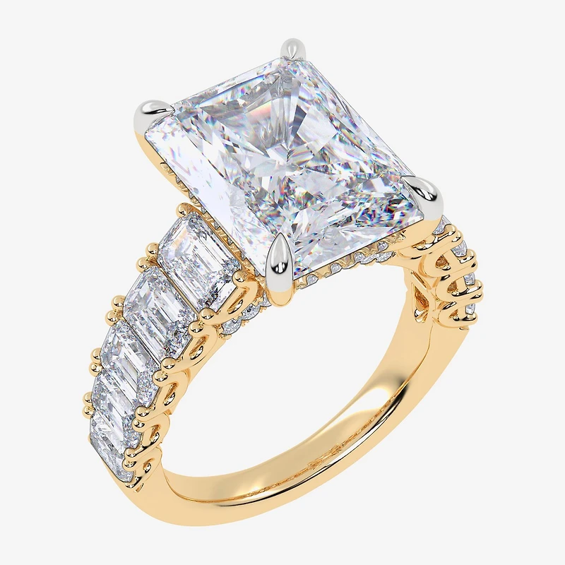 Signature By Modern Bride (G, Vs2-Si1) Womens 8 1/4 Ct. T.W. Lab Grown White Diamond 14K Gold Rectangular Side Stone Engagement Ring