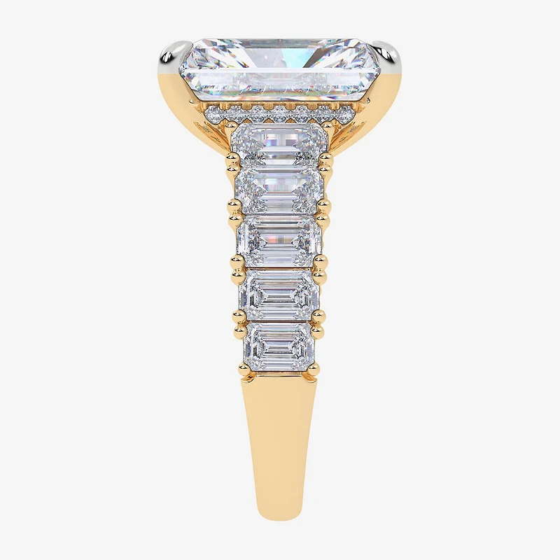Signature By Modern Bride (G, Vs2-Si1) Womens 8 1/4 Ct. T.W. Lab Grown White Diamond 14K Gold Rectangular Side Stone Engagement Ring