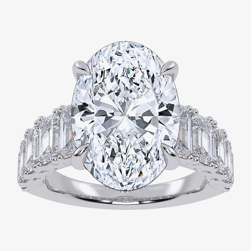 Signature By Modern Bride (G/Vs2-Si1) Womens 8 1/4 Ct. T.W. Lab Grown White Diamond 14K Gold Oval Side Stone Engagement Ring