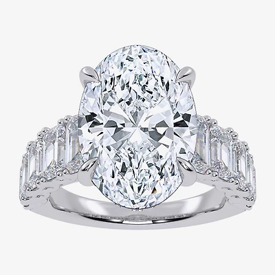 Signature By Modern Bride (G/Vs2-Si1) Womens 8 1/4 Ct. T.W. Lab Grown White Diamond 14K Gold Oval Side Stone Engagement Ring