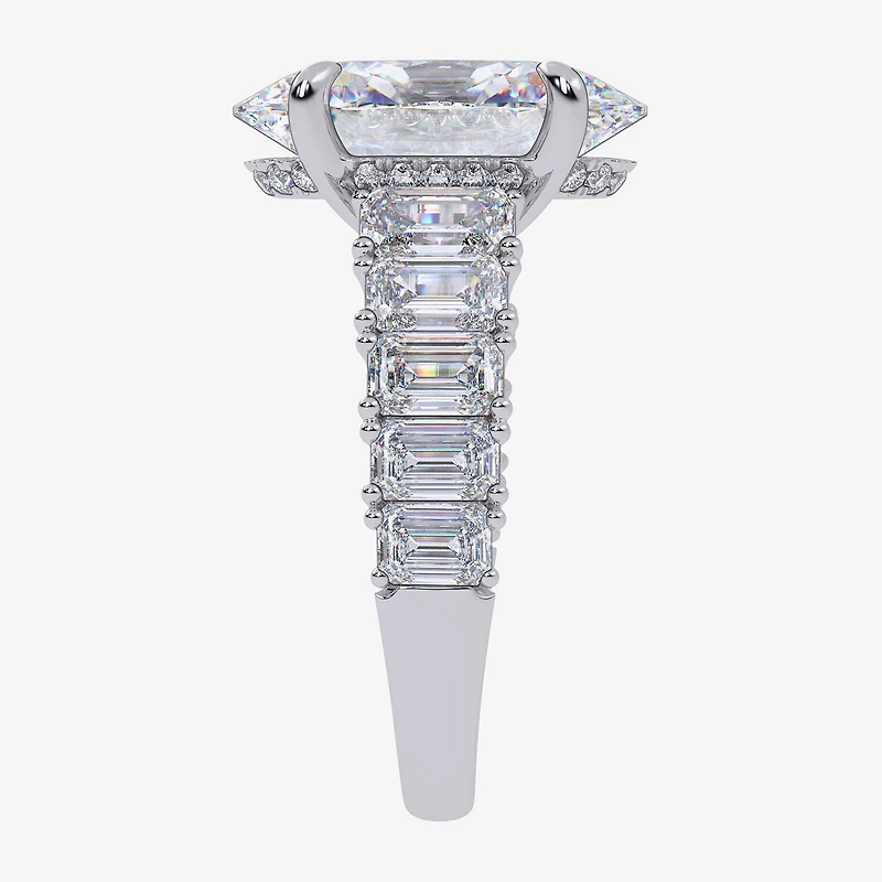 Signature By Modern Bride (G/Vs2-Si1) Womens 8 1/4 Ct. T.W. Lab Grown White Diamond 14K Gold Oval Side Stone Engagement Ring