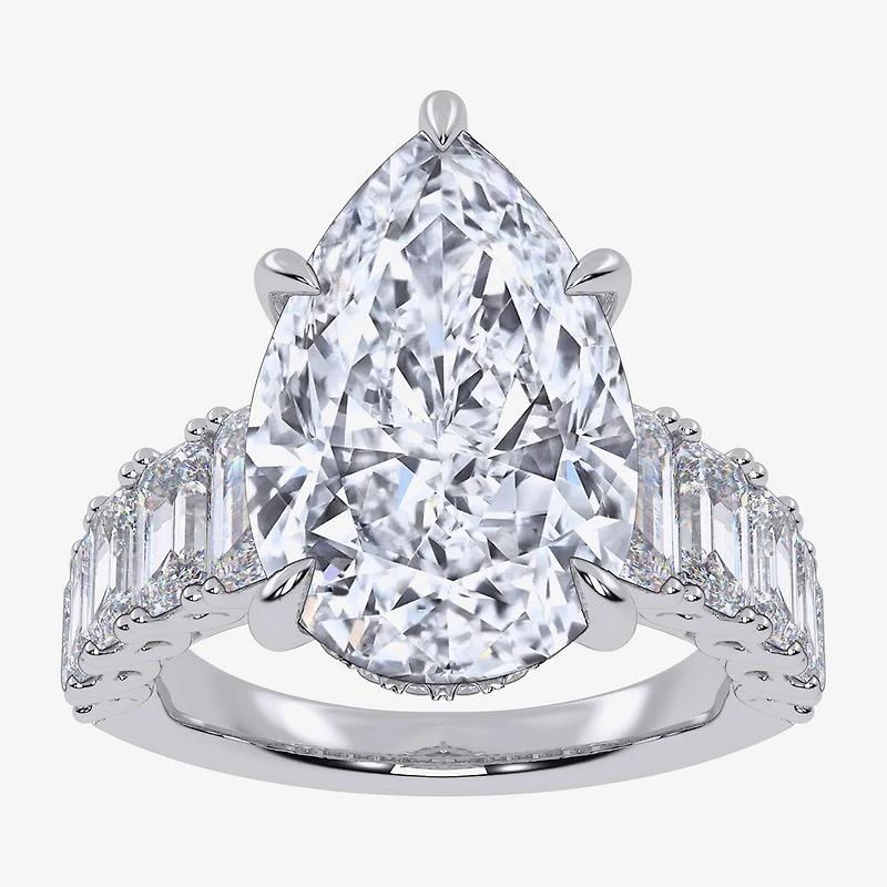 Signature By Modern Bride (G, Vs2-Si1) Womens 8 1/4 Ct. T.W. Lab Grown White Diamond 14K Gold Pear Side Stone Engagement Ring