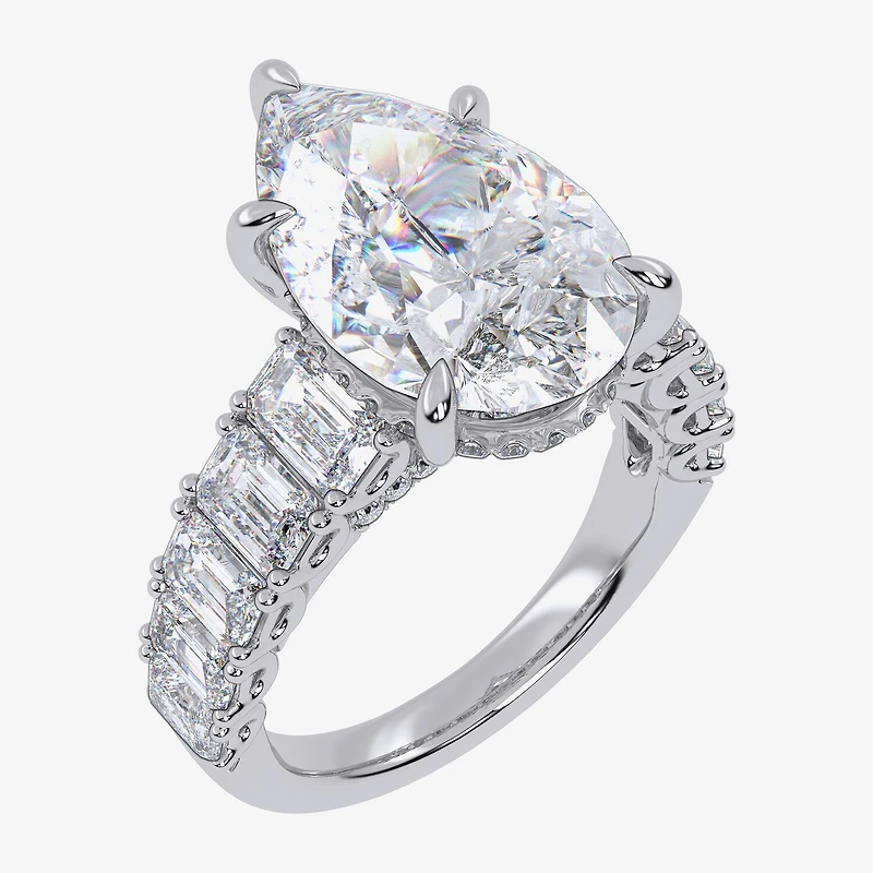 Signature By Modern Bride (G, Vs2-Si1) Womens 8 1/4 Ct. T.W. Lab Grown White Diamond 14K Gold Pear Side Stone Engagement Ring