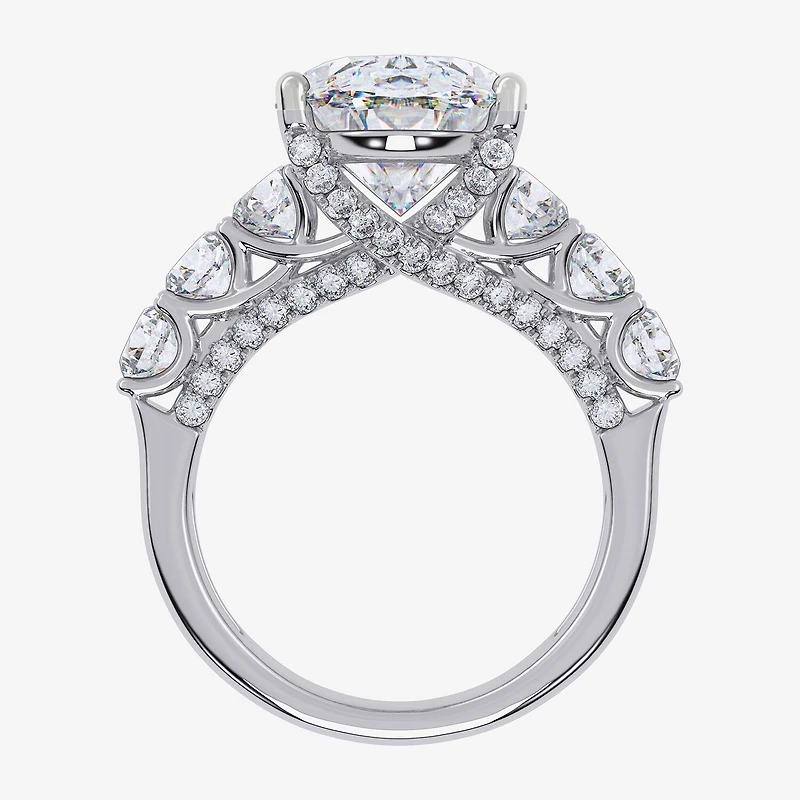 Signature By Modern Bride (G, Vs2-Si1) Womens 7 1/2 Ct. T.W. Lab Grown White Diamond 14K Gold Oval Side Stone Engagement Ring