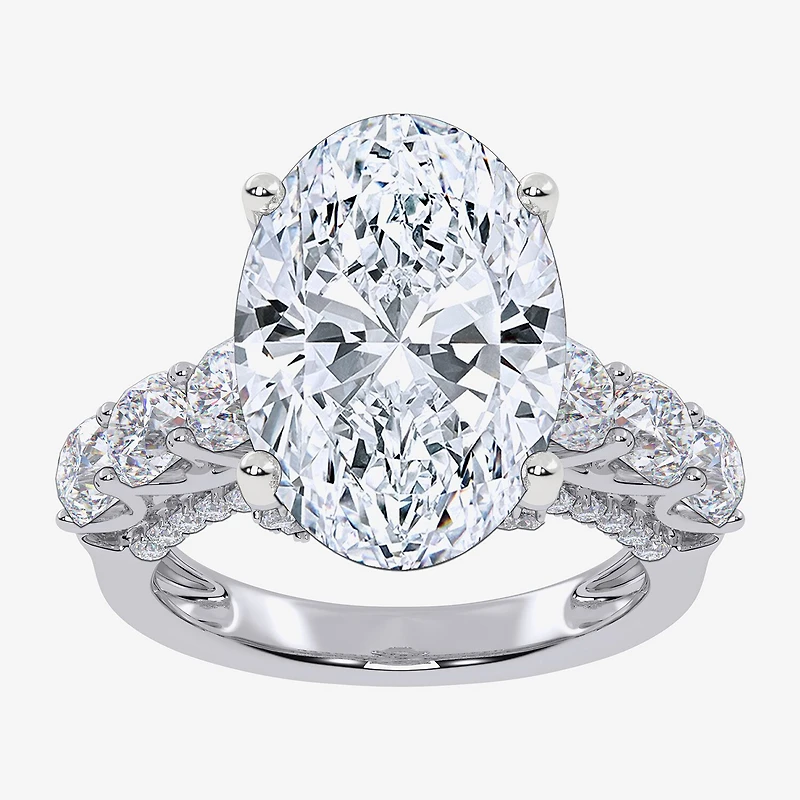 Signature By Modern Bride (G, Vs2-Si1) Womens 7 1/2 Ct. T.W. Lab Grown White Diamond 14K Gold Oval Side Stone Engagement Ring
